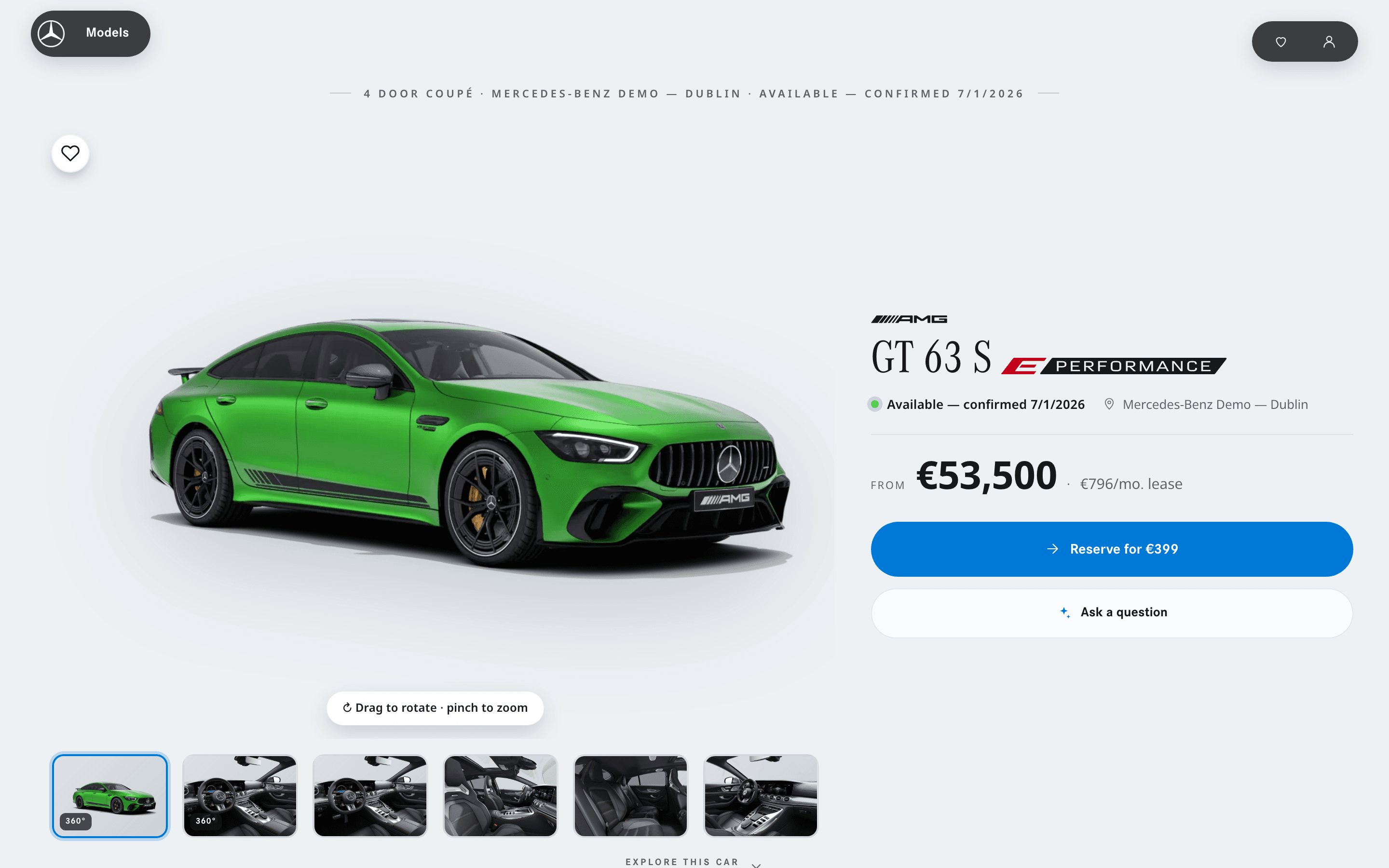 Atlas vehicle detail view with buyer actions and current published availability