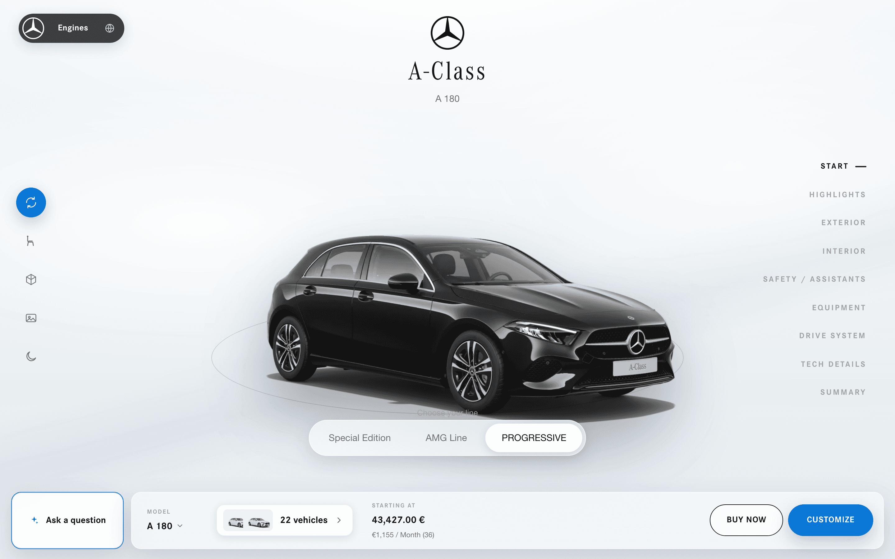 Forge vehicle detail showing the selected Mercedes-Benz configuration